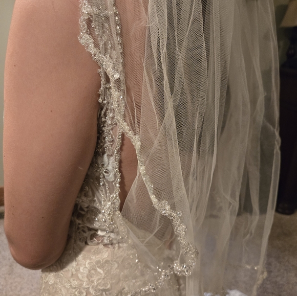 Elegant Beaded Lace Wedding Dress - Picture 10 of 11